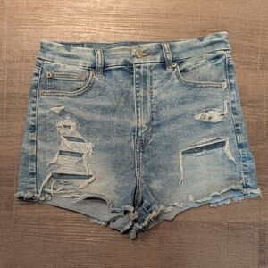 American Eagle Outfitters Light Blue Distressed Denim Shorts